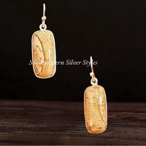 Western Cowgirl Navajo Inspired Style Picture Jasper Sterling Silver Earrings